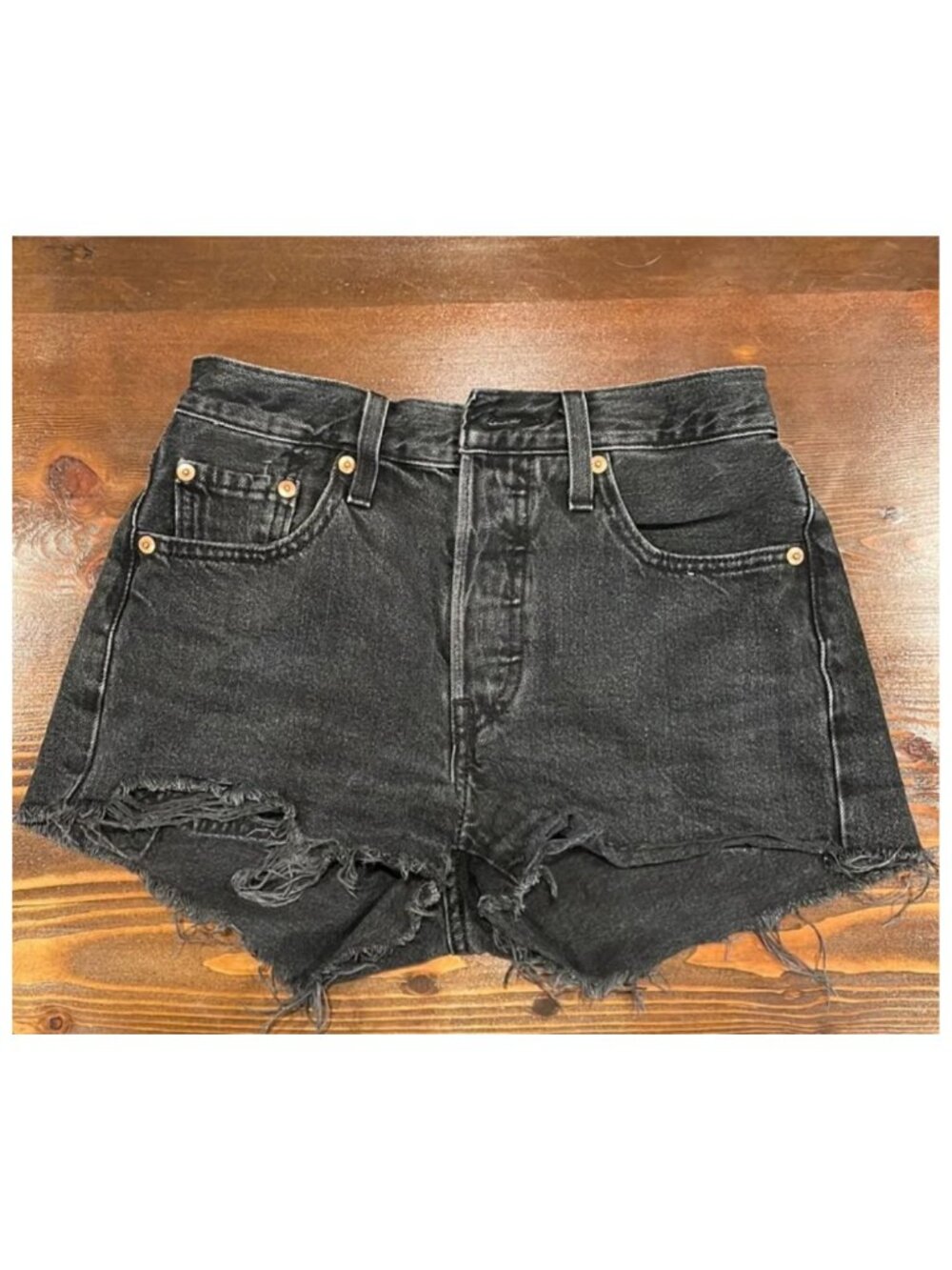 Levi's Black Denim 501 Shorts - Size 24